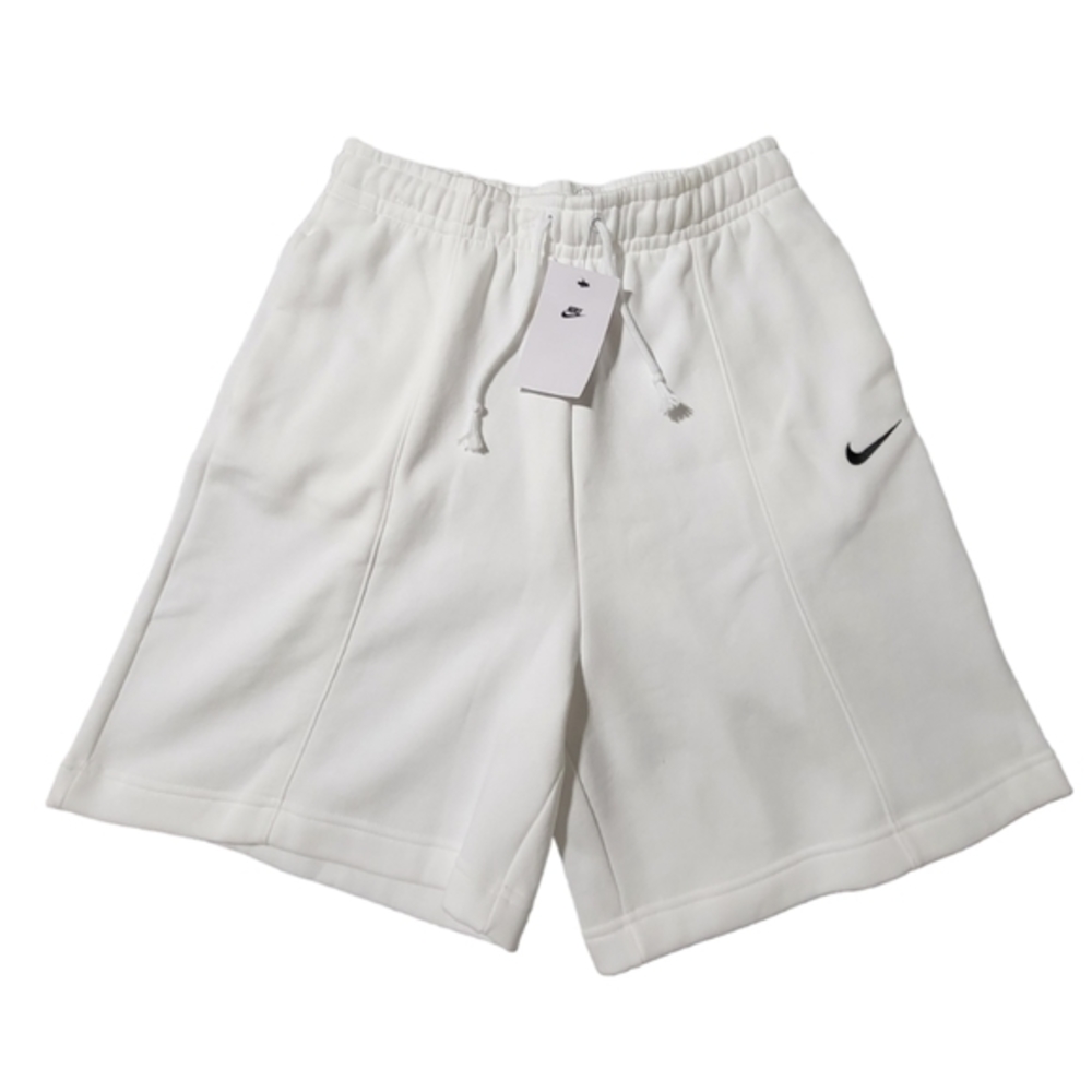 Women's Nike Sportswear White Fleece Drawstring High‎ Rise Shorts